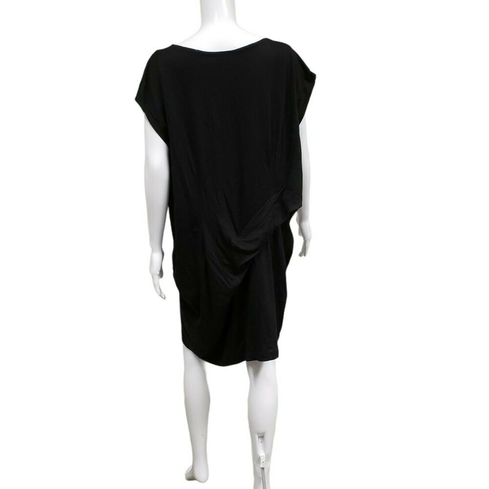 MORGANE LE FAY Black Wool Short Sleeve Asymmetrical Draped Short Dress Size S - Picture 4 of 7